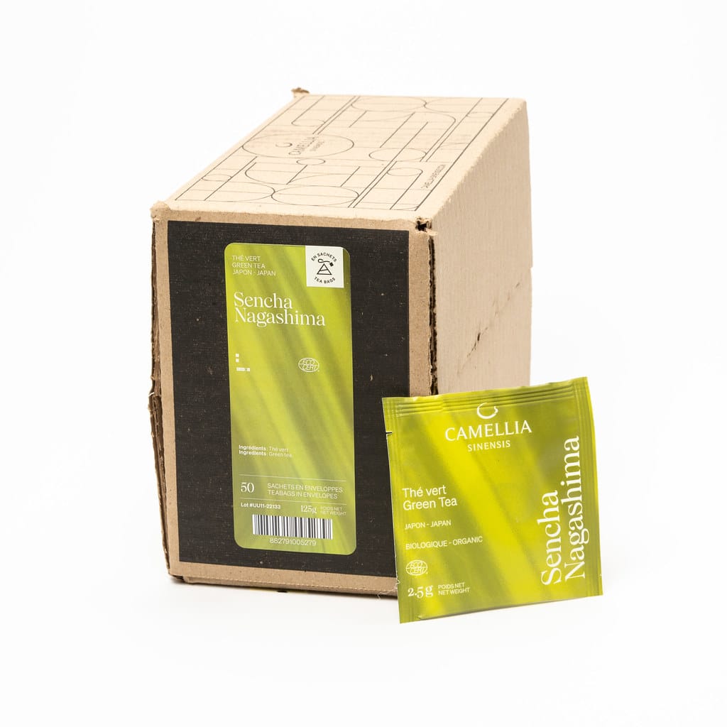 Thé Camellia Sencha Nagashima bio (Boite 50 sachets enveloppes)