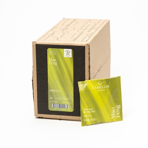 [TC-MaoS50] Thé Camellia Mao vert (Boite 50 sachets en enveloppe)