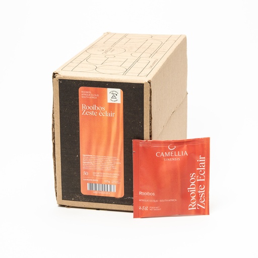 [TC-ZesS50] Thé Camellia Rooibos Zeste Éclair (Boite 50 sachets enveloppes)
